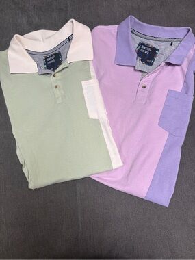 Reverse Threads XL Pastel Color Block Polo Shirt Bundle of 2 Cotton